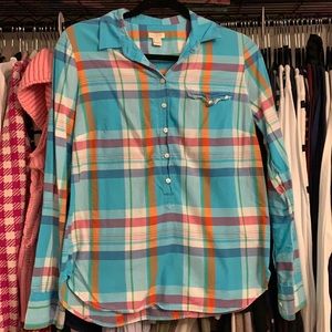 J crew factory plaid button up small